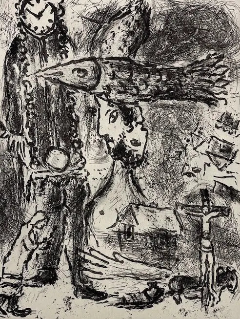 Composition A L´Horloge by Marc Chagall